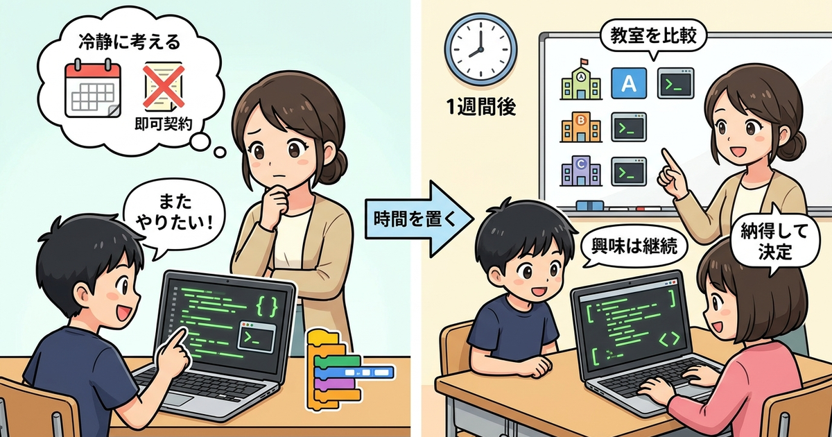 子供が「またやりたい」と言った後に親がすべき判断