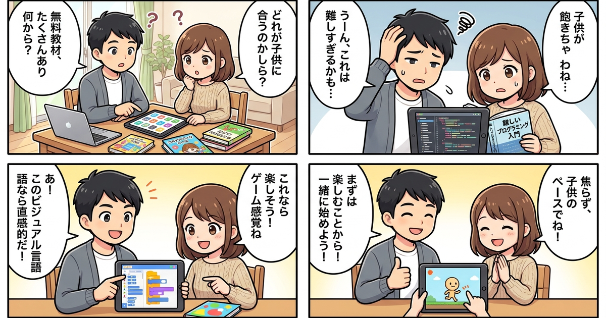 子供 プログラミング 無料 教材 まとめの結論まとめ4コマ漫画